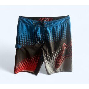 Alpinestars Men's Red White Blue Surf Swim Board Shorts Size 34 Spellout